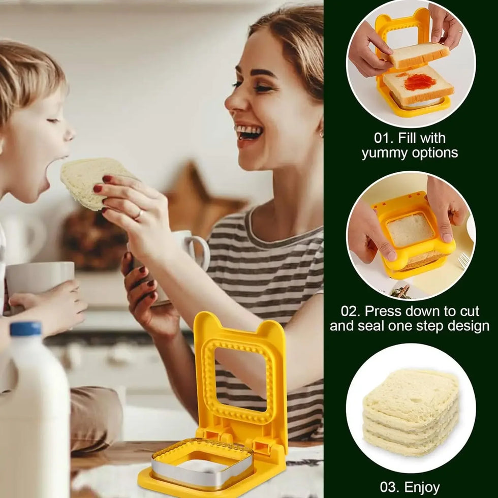 Stainless Steel Sandwich Cutter & Sealer Baking Tool Round & Square Shapes - Clarify.pk