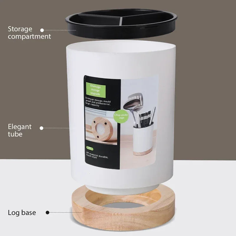 Rotatable 3-Grid Kitchen Utensil Holder – Drainer & Storage (Each) - Clarify.pk