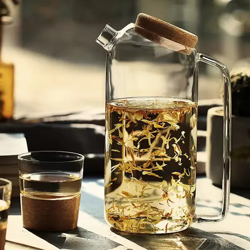 Heat-Resistant Borosilicate Glass Teapot with Cork Lid – Flower Kettle