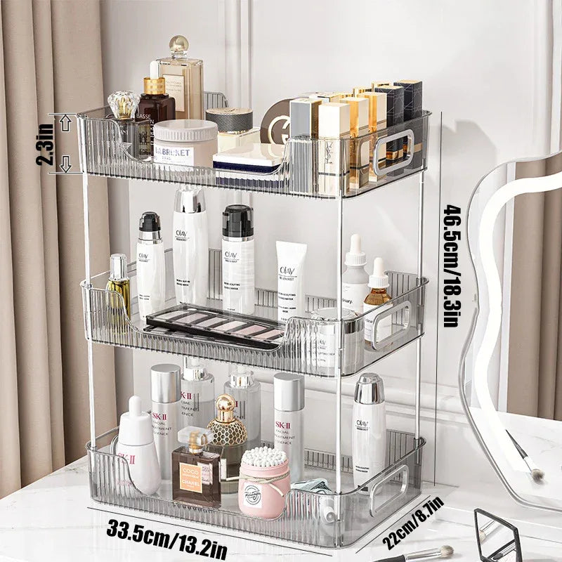 Acrylic Bathroom Makeup Organizer Shelf – Large Capacity - Clarify.pk