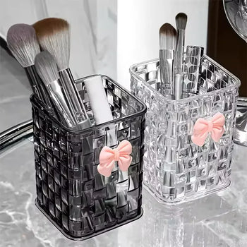 Clear Acrylic Makeup Storage Box – Brush & Cosmetic Organizer Without Bow - Clarify.pk