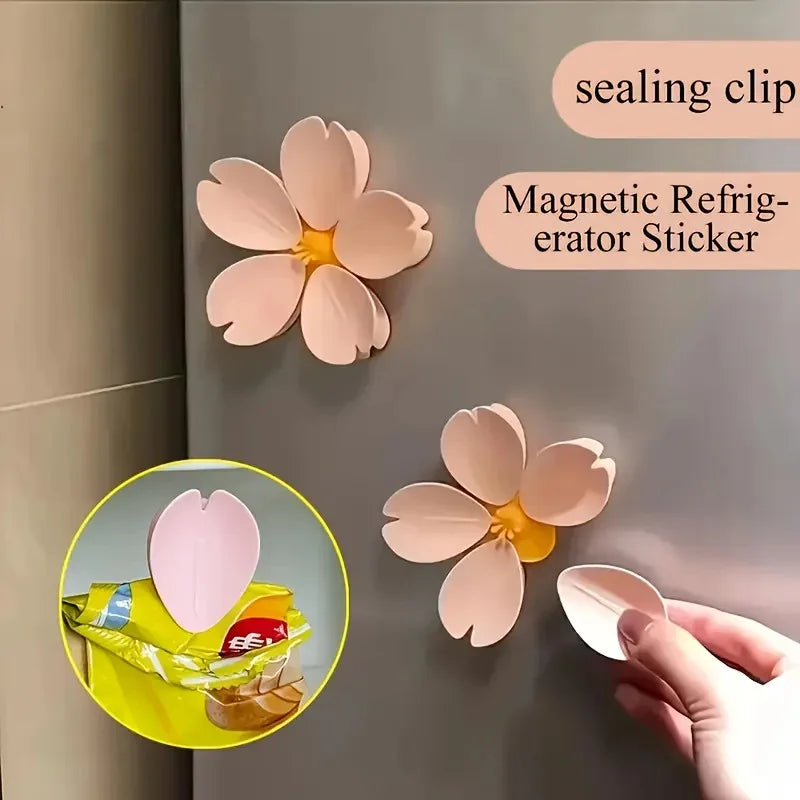 Sakura Magnetic Fridge Seal Clip - Petal Snack Bag Clip & Flower Fridge Decoration