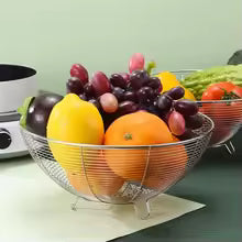2-Tier Metal Fruit Basket – Revolving Countertop Storage Organizer for Kitchen & Dining Table