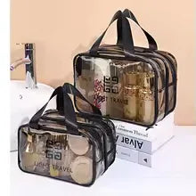 Double Layer Transparent Cosmetic Bag – Large Travel Makeup Organizer - Clarify.pk