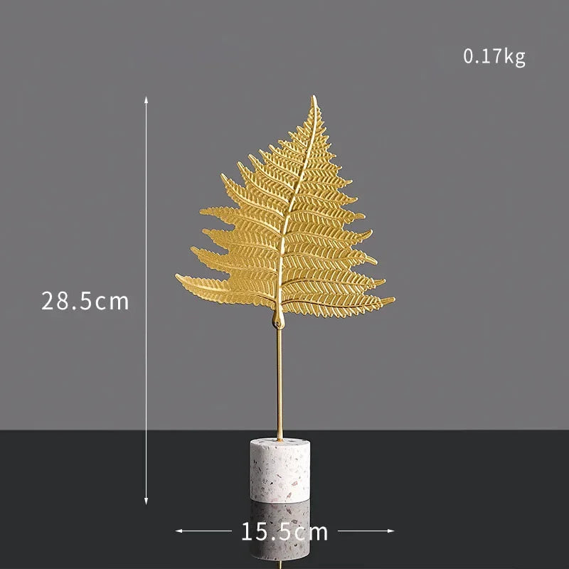 Golden Metal Leaf Desktop Decor - Luxury Home Ornament
