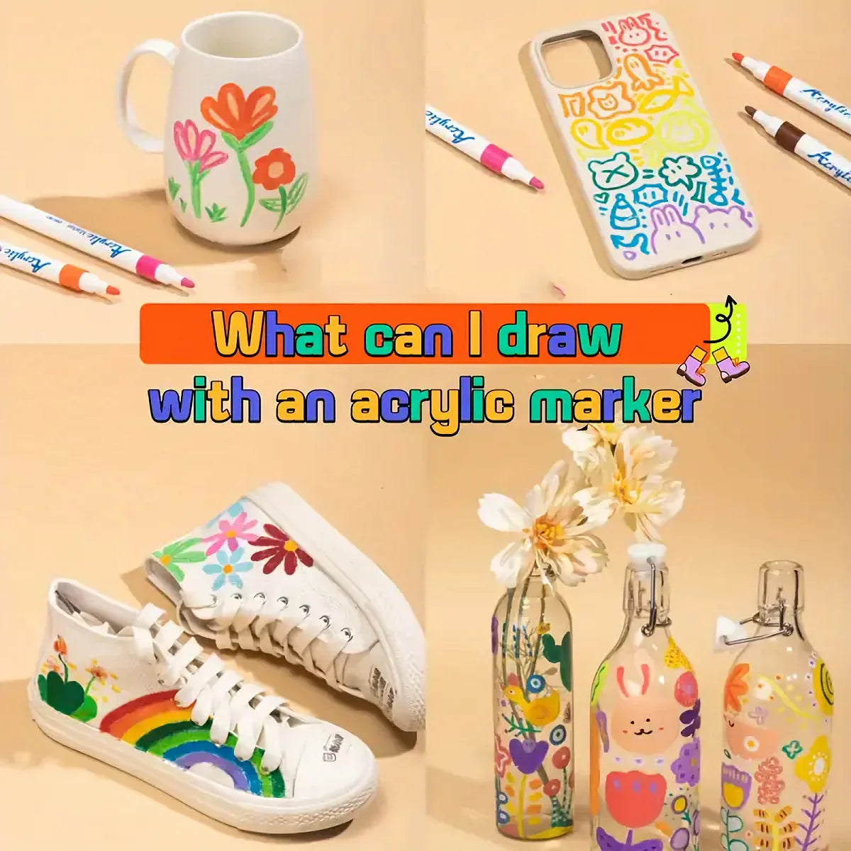 48-Color Double-Tipped Acrylic Marker pens Set - Ideal for Rock, Glass, and Multi-Surface Painting - No Bleeding