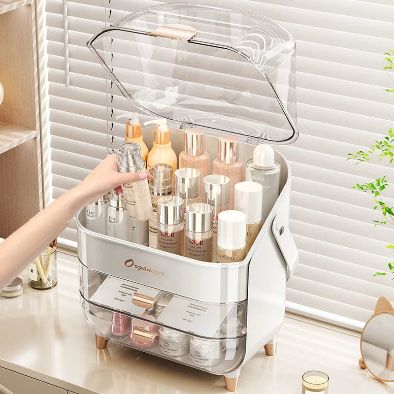 Large Capacity Dustproof Cosmetic & Skincare Organizer