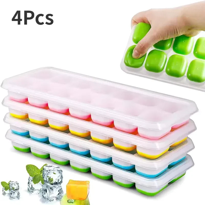 14-Grid Ice Cube Tray with Lid – Easy-Release Freezer Mold