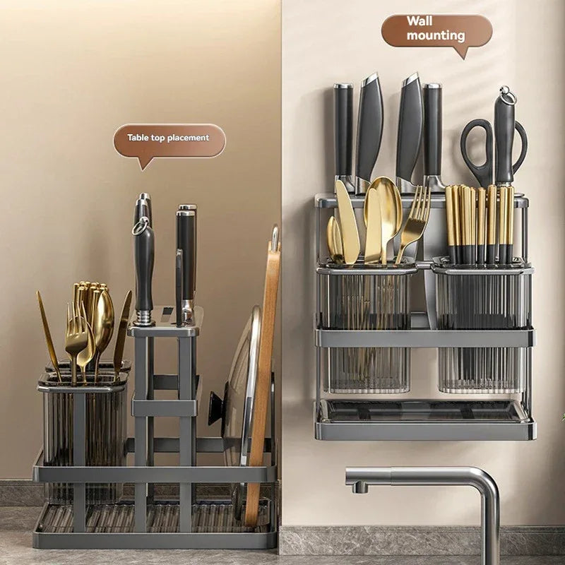 Multi-Function Kitchen Storage Rack – Knife & Board Holder - Clarify.pk