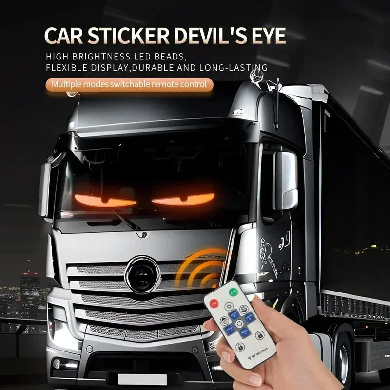 2PCS Evil Windshield Eyes Blinking LED Lamp Eye Panel For Cars Truck Programmable LED Sign Flexible Car Window Screen Display