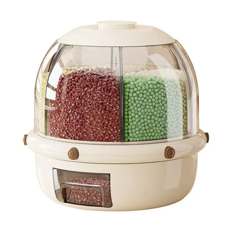 Rotating Rice Bucket Divided Grain Storage Box Kitchen Sealed Rice Jar Household Insect Proof And Moisture Proof Rice