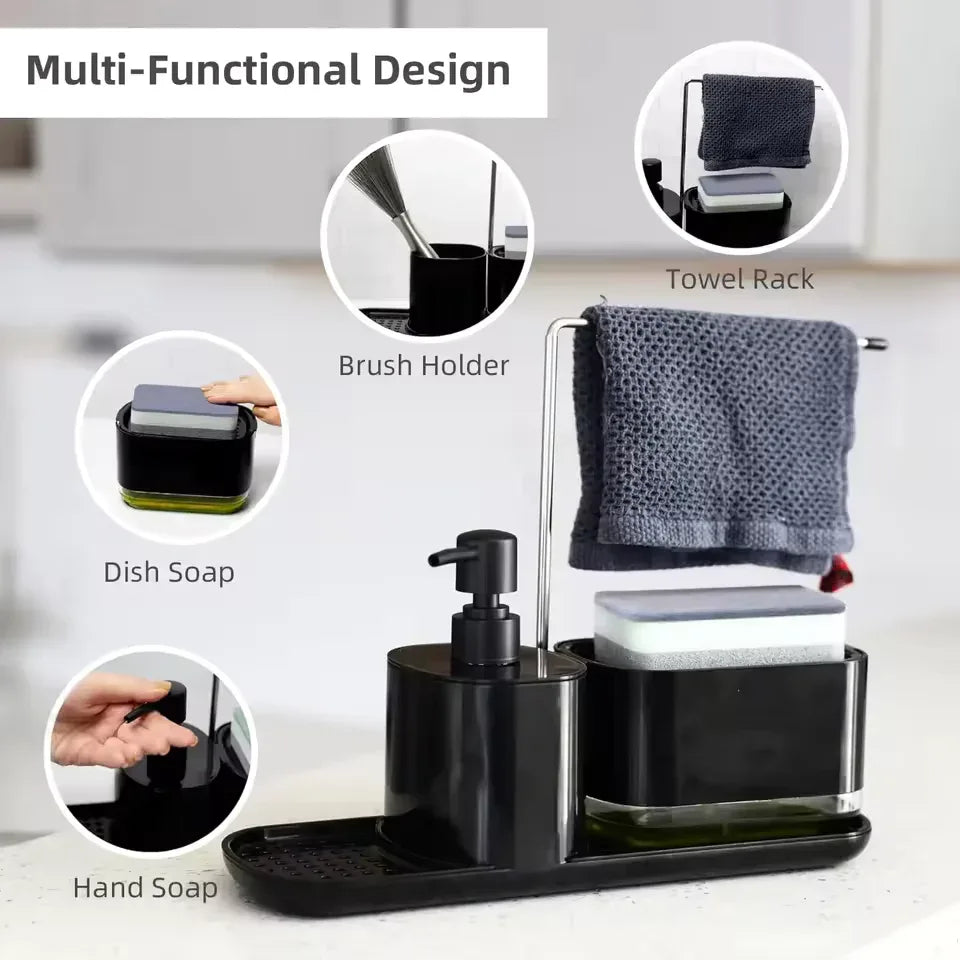 4-in-1 Kitchen Soap Dispenser Set with Holder (Random) - Clarify.pk