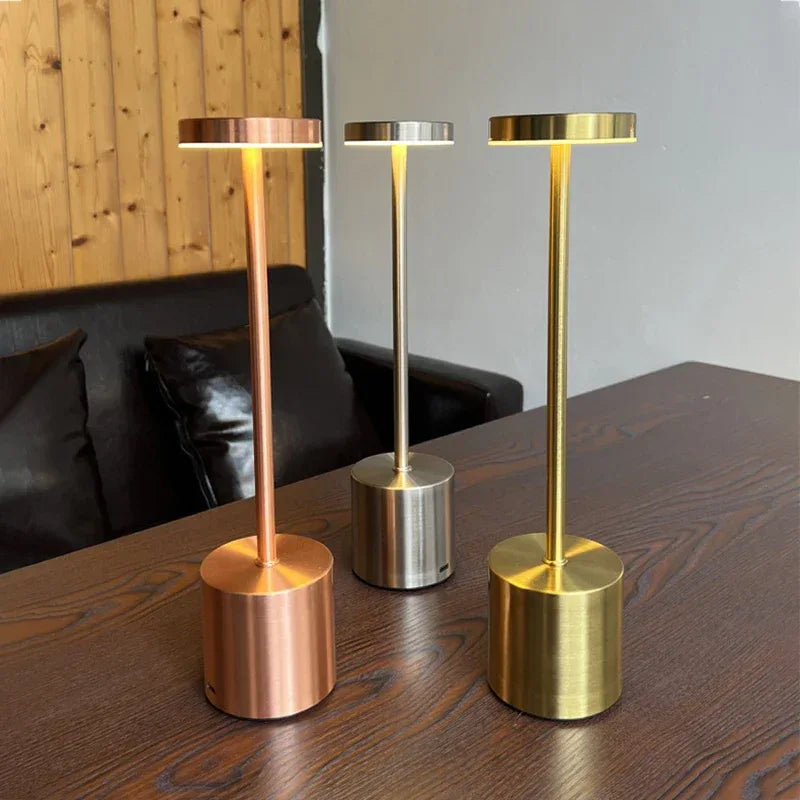 Rechargeable Alloy LED Table Lamp – 3-Color Touch Light - Clarify.pk