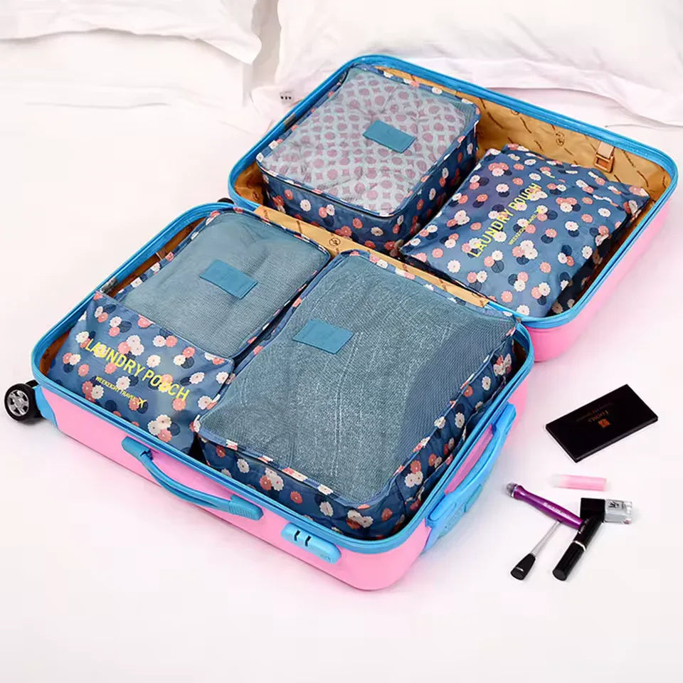 6-Piece Packing Bags Set – Foldable Luggage Organizers for Suitcases
