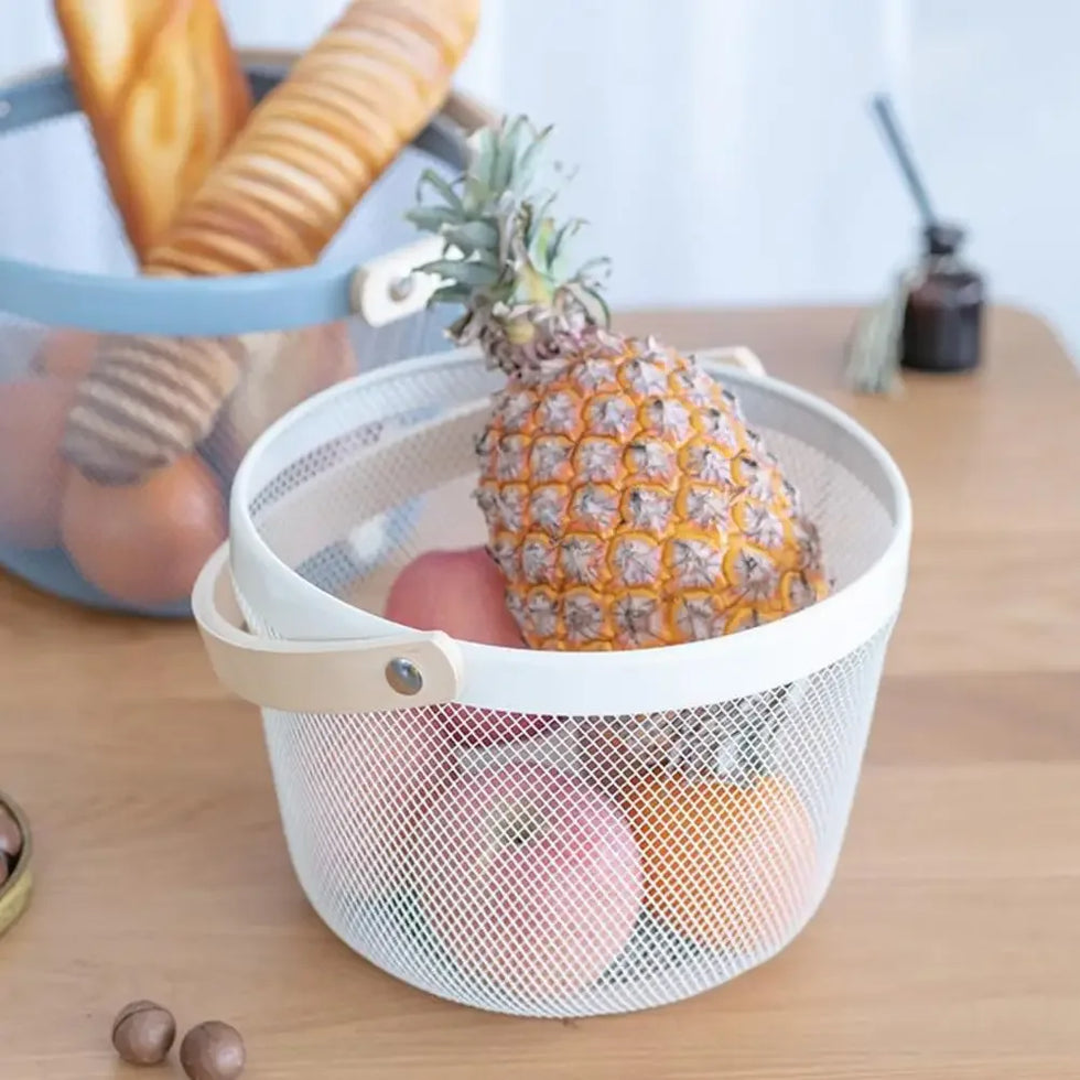 Wire Mesh Fruit & Vegetable Basket – Round Portable - Clarify.pk