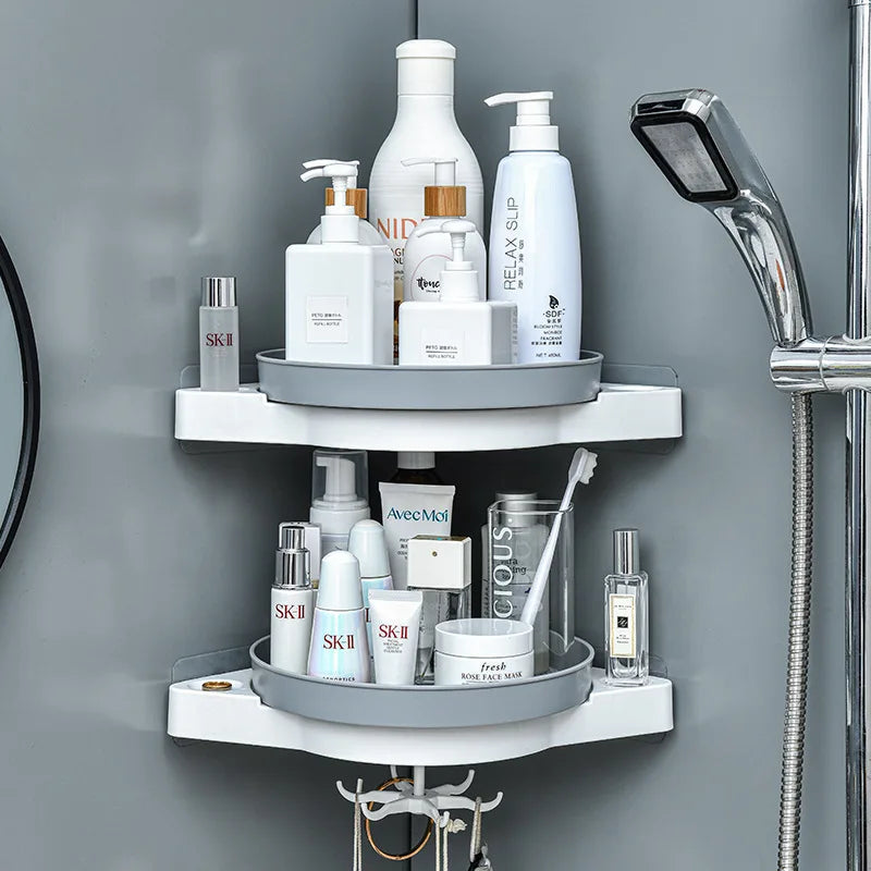 Wall Mounted Rotating Storage Rack Cosmetic Storage Bathroom Organizer For Kitchen Bathroom Accessories Plastic Container Shelf