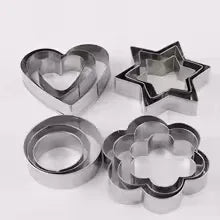12pcs Stainless Steel Cookie Cutter Set – Star, Heart, Round & Flower
