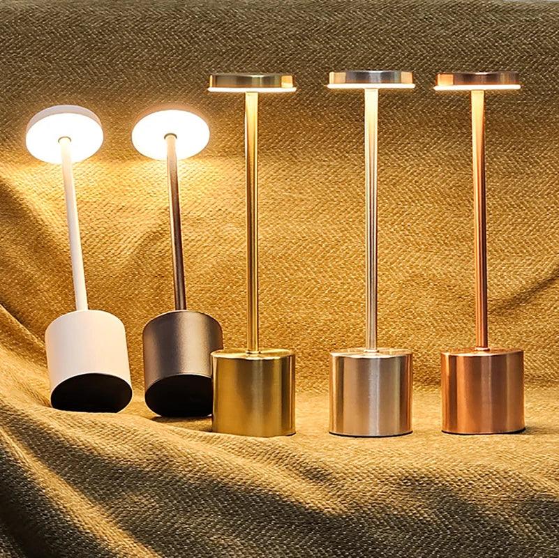 Rechargeable Alloy LED Table Lamp – 3-Color Touch Light - Clarify.pk
