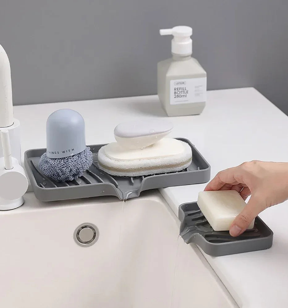 Silicone Sink Tray – Self-Draining Kitchen Sponge & Soap Holder - Clarify.pk