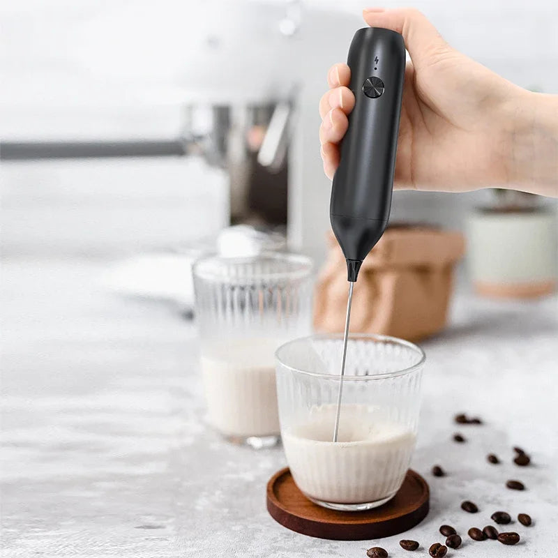 Rechargeable Electric Milk Frother 304 Stainless Steel Mini Foam Maker USB Type-C Cable Drink Mixer Whisk Beater for Coffee