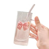 Cute Doodle Bow Glass Cup – Coffee, Tea & Juice Mug - Clarify.pk
