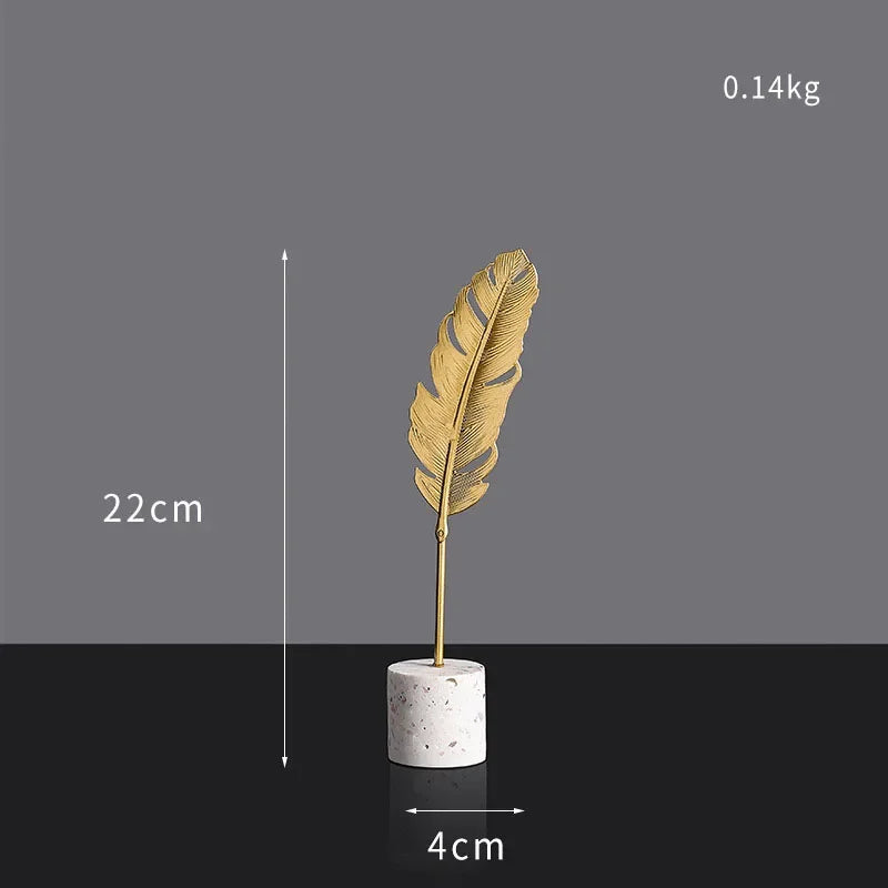 Golden Metal Leaf Desktop Decor - Luxury Home Ornament