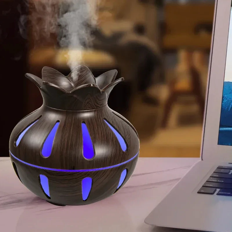 Wood Grain Flower Humidifier – USB Mini Aroma Diffuser - Clarify.pk