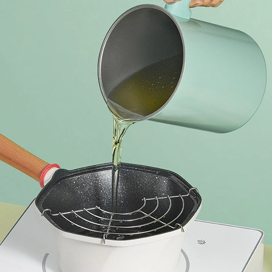 1PC Bacon Grease Container With Strainer 1.4l Stainless Steel Oil Filter Pot Cooking Oil Storage Pot With Strainer