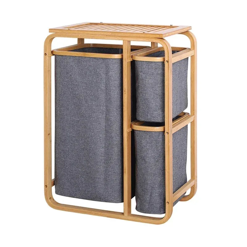 Bamboo Laundry Basket – 3 Collapsible Storage Bags - Clarify.pk