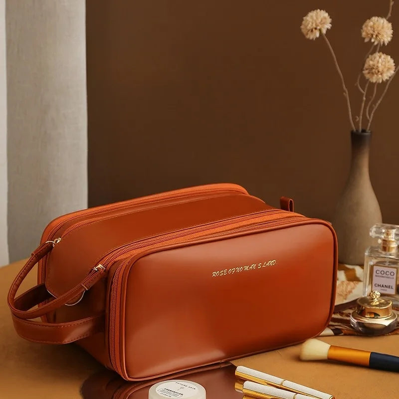 Luxury Handbag-Style Cosmetic Bag – High-Capacity PU Organizer (random color)