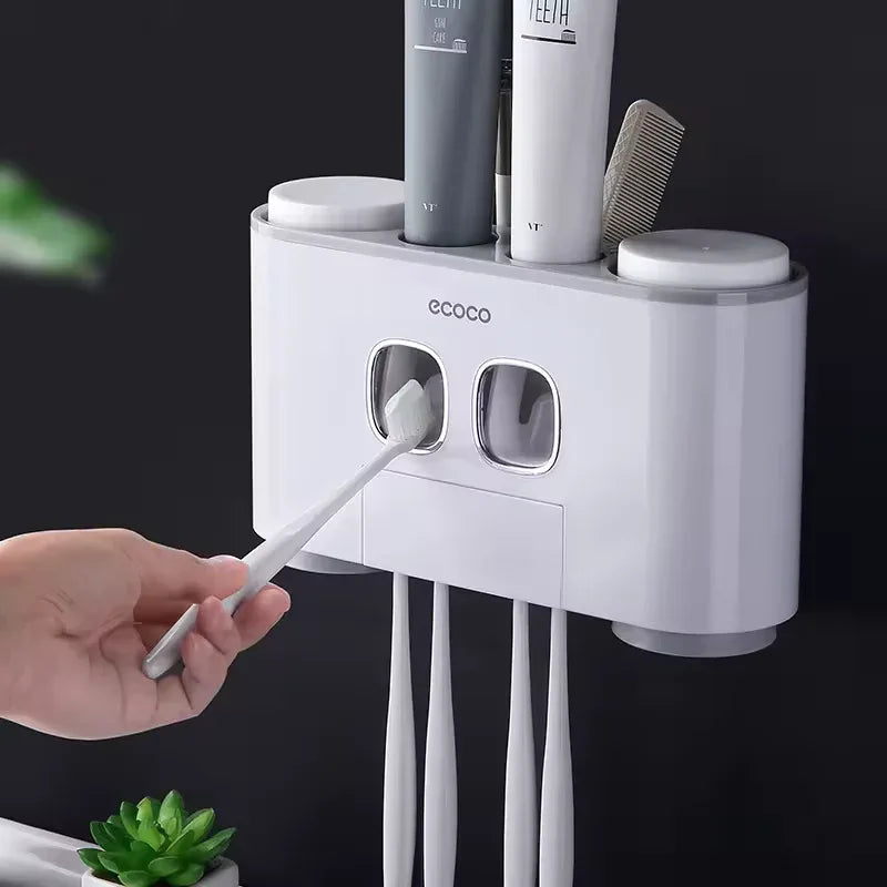 Automatic Toothpaste Dispenser Set – Toothbrush Holder with Cups