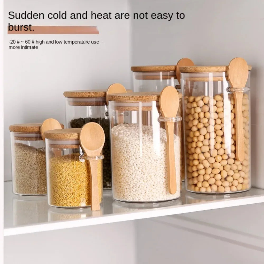 Transparent Airtight Spice & Snack Jars with Lids & Spoons - Clarify.pk