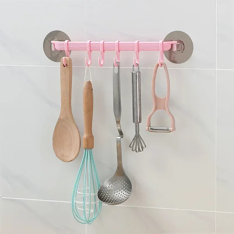 Suction Cup Hook – 6-Row Wall Hanger for Kitchen & Bathroom
