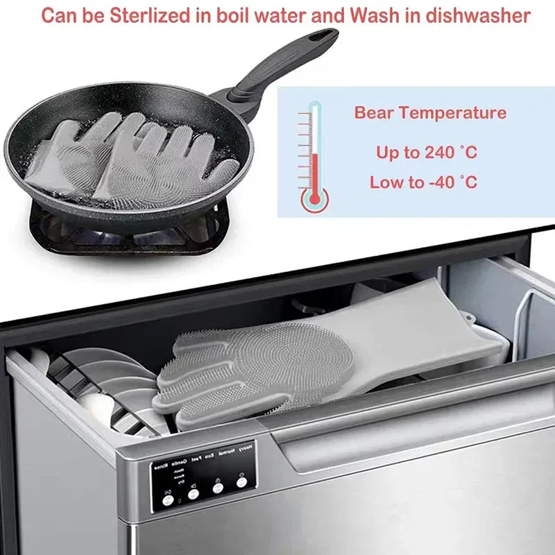 Waterproof Silicone Dishwashing Gloves – Soft & Durable - Clarify.pk