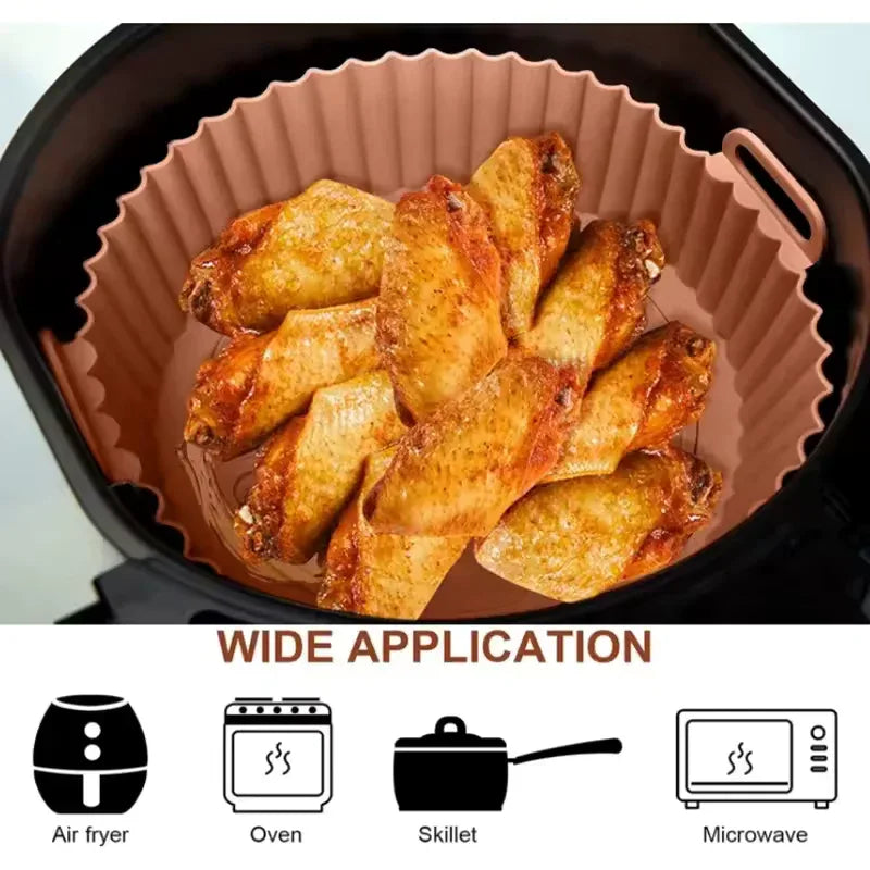 Silicone Air Fryer Basket Liner – Reusable Pot Tray & Baking Mold (Random) - Clarify.pk