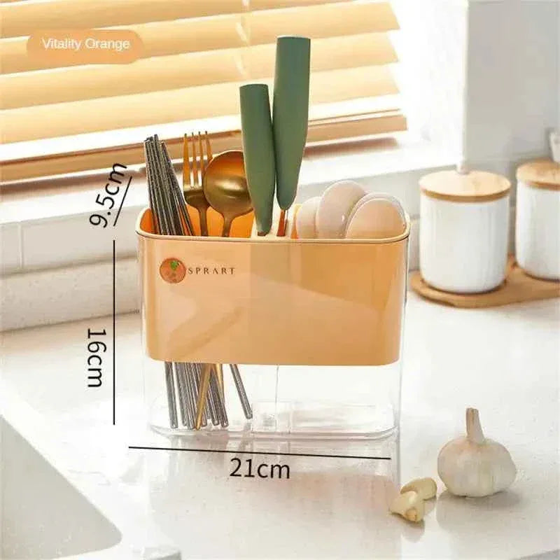 Chopsticks Storage Rack Multifunctional Detachable Drainage Tray Large Storage Box for Kitchen - Clarify.pk