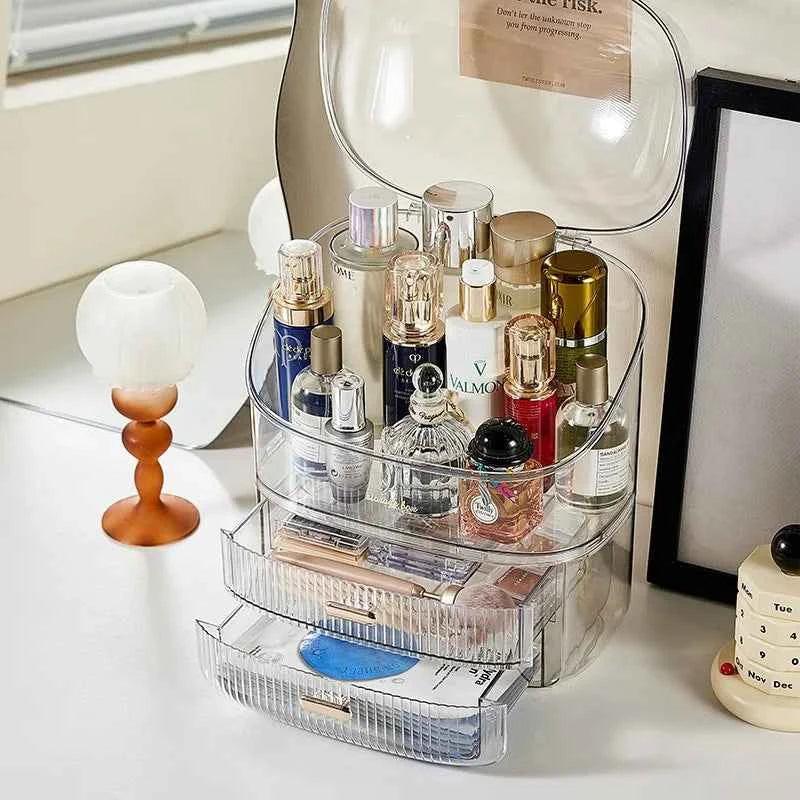 Transparent Makeup Organizer - Desk Makeup Organizer Box - Clarify.pk