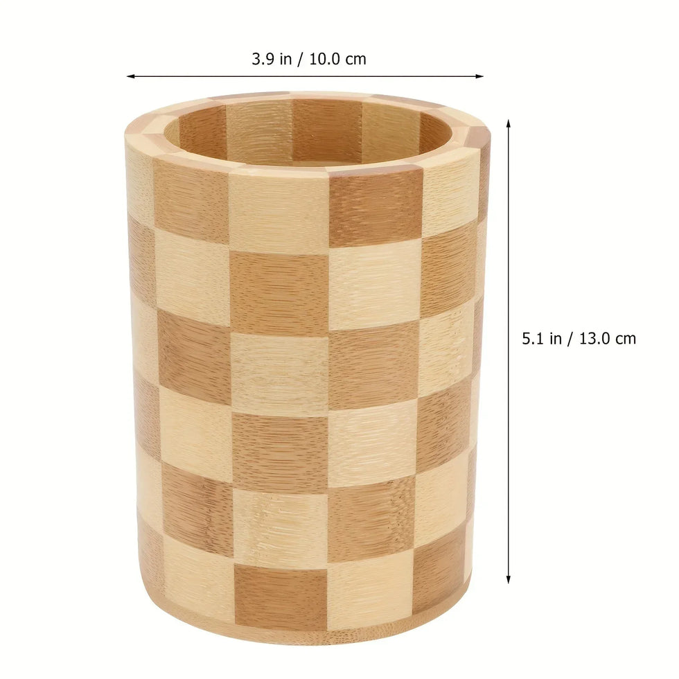 Bamboo Kitchen Utensil Holder – Natural Wood - Clarify.pk