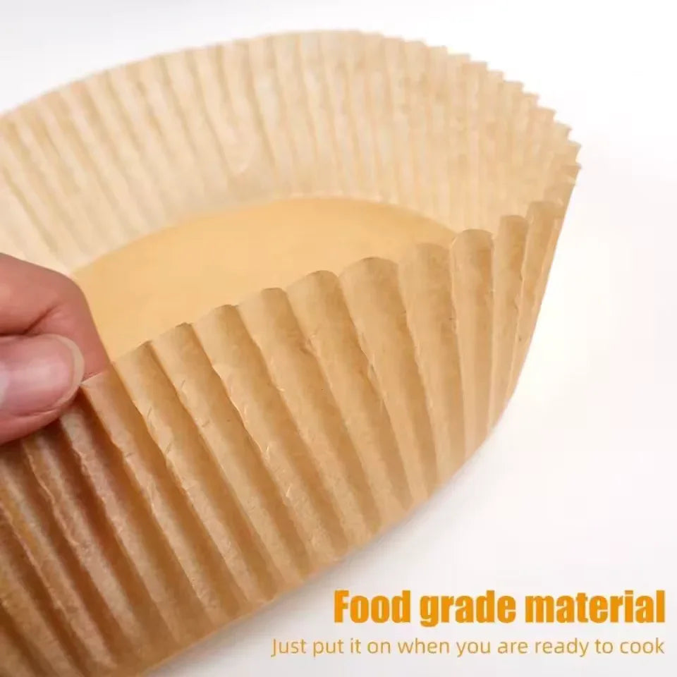 50 Pcs Air Fryer Baking Paper – Round Non-Stick Oil-Proof Liner