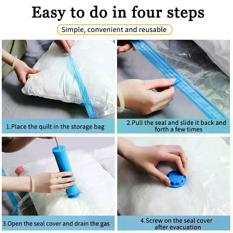 5pcs Vacuum Storage Bag Set with Hand Pump - Space Saving Compression Bags