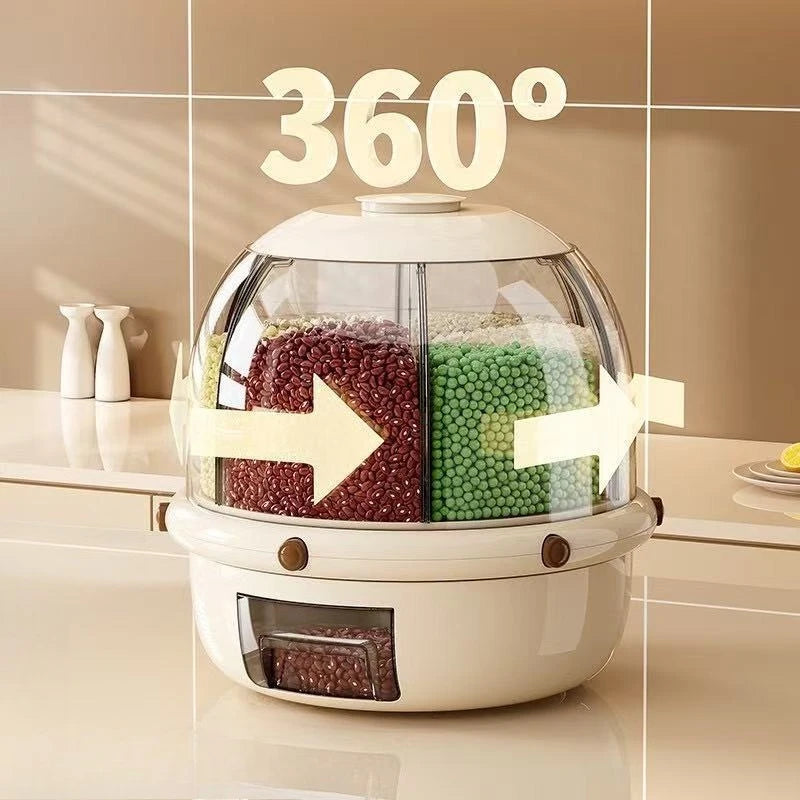 Luxury 360° Rotating Multi-Grid Rice & Grain Dispenser - 10KG