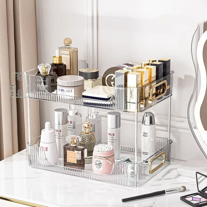 Acrylic Bathroom Makeup Organizer Shelf – Large Capacity - Clarify.pk