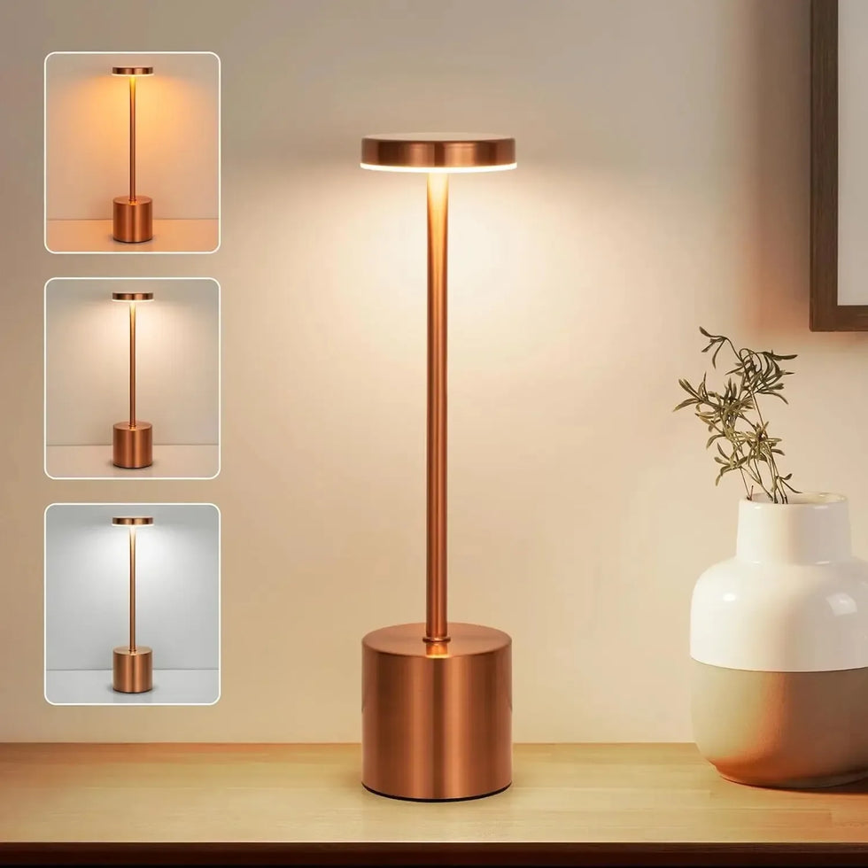 Rechargeable Alloy LED Table Lamp – 3-Color Touch Light - Clarify.pk