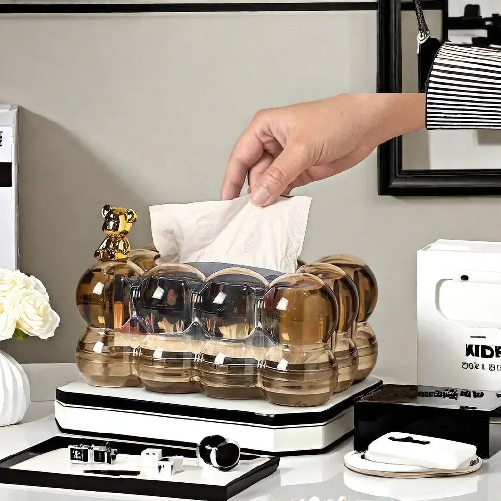 Acrylic Bubble Tissue Box – With out Bow & (Random Colour ) - Clarify.pk