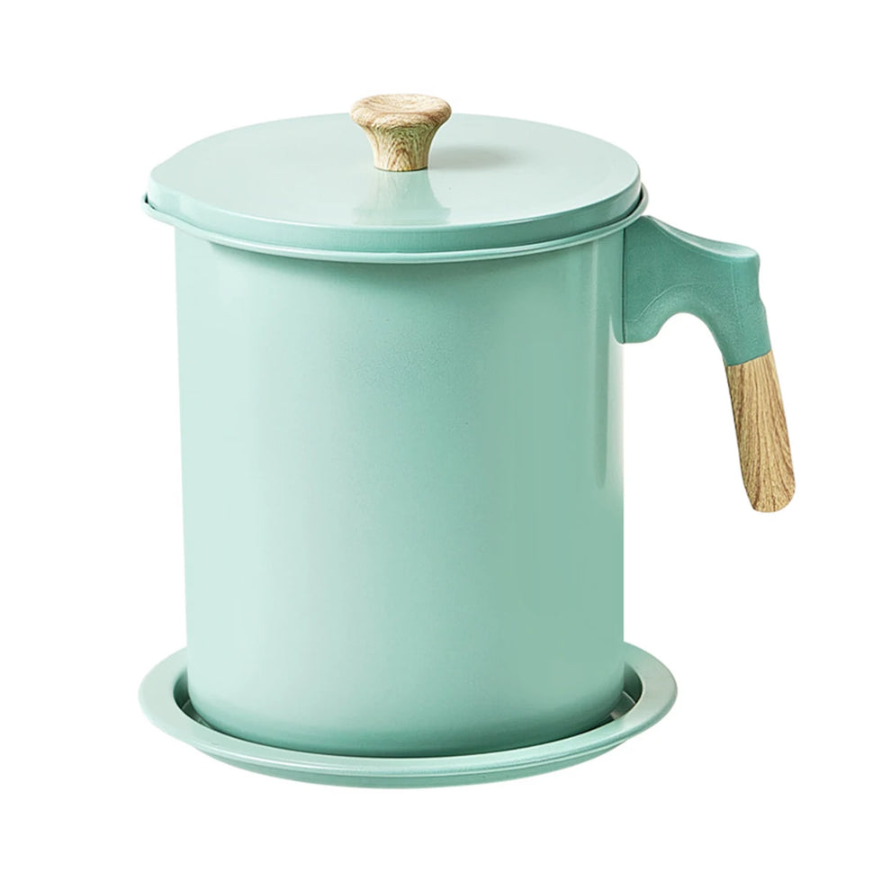 1PC Bacon Grease Container With Strainer 1.4l Stainless Steel Oil Filter Pot Cooking Oil Storage Pot With Strainer