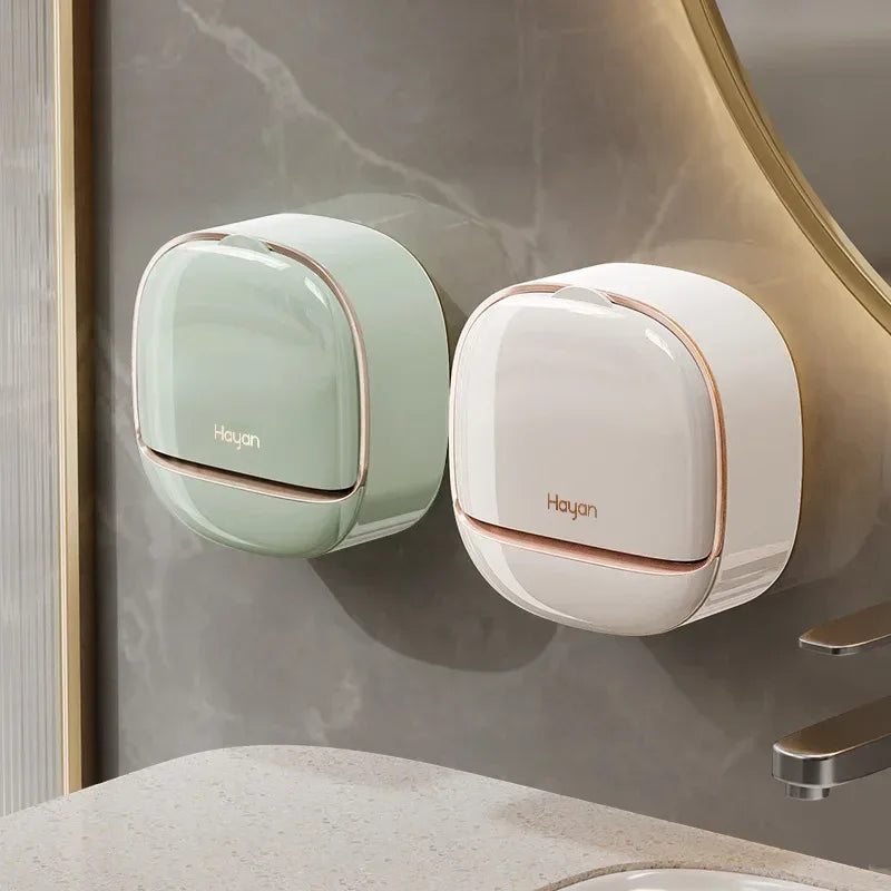 Luxury Bathroom Wall Mounted Soap Box with Lid – Waterproof ABS Holder