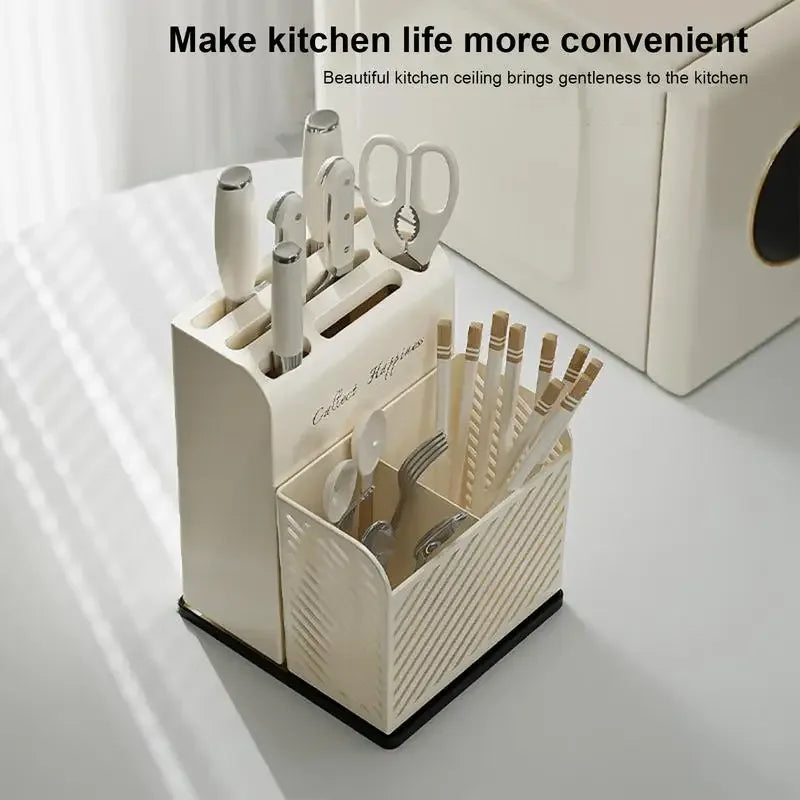 Kitchen Cutlery Holder – Utensil Organizer with Drain Tube