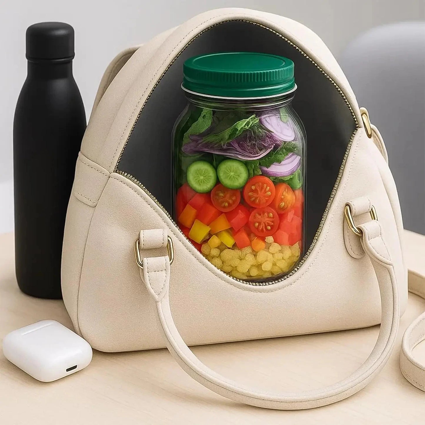 Portable Plastic Salad Pod All-In-One Container with Leak Proof Oats Container Reusable Keep it Fresh Fresh Salad Bowl Meal Prep