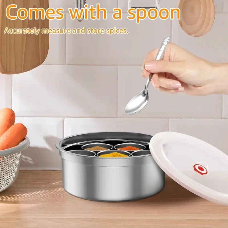 Stainless Steel Seasoning Box – 7 Compartments - Clarify.pk