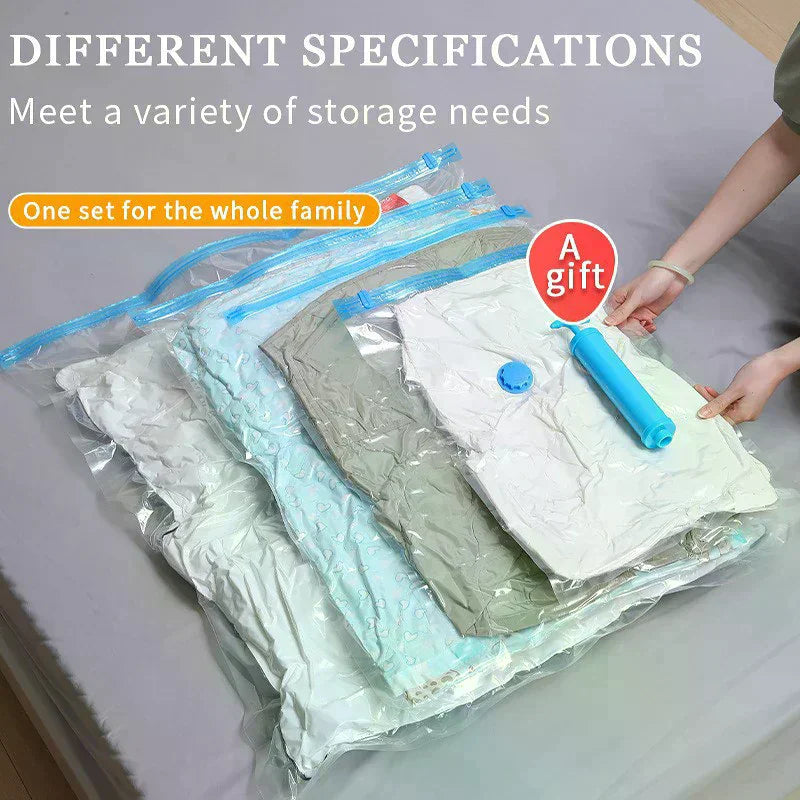 5pcs Vacuum Storage Bag Set with Hand Pump - Space Saving Compression Bags